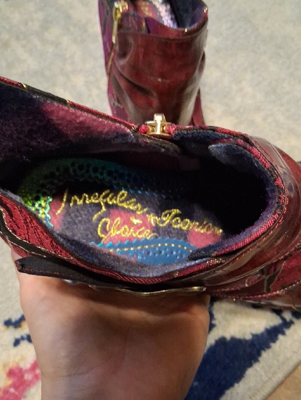 Irregular Choice Miaows, Maroon Gold Purple, Size 9/9.5 - Picture 9 of 11